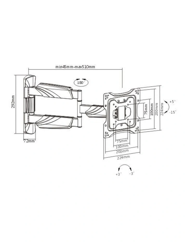 Brateck Elegant Full Motion TV Wall Mount Fit 23-42 - Black image 1