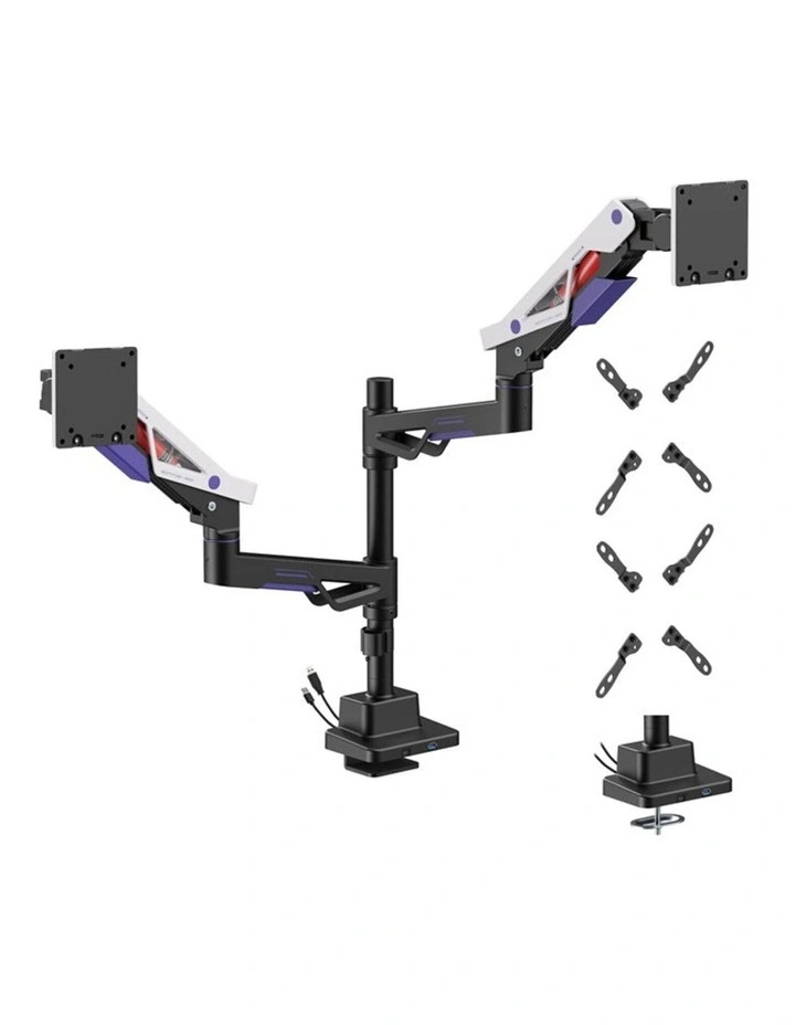 Brateck Atlas Neo Dual Monitor Arm 2457 USB-A & USB-C - Matte Black image 2