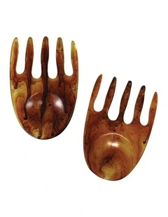 Urban Attitude SHELLY Salad Hands Servers 14 x 9.3cm - Burnt Amber