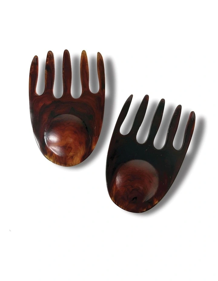 Urban Attitude SHELLY Salad Hands Servers 14 x 9.3cm - Dark Cocoa image 2