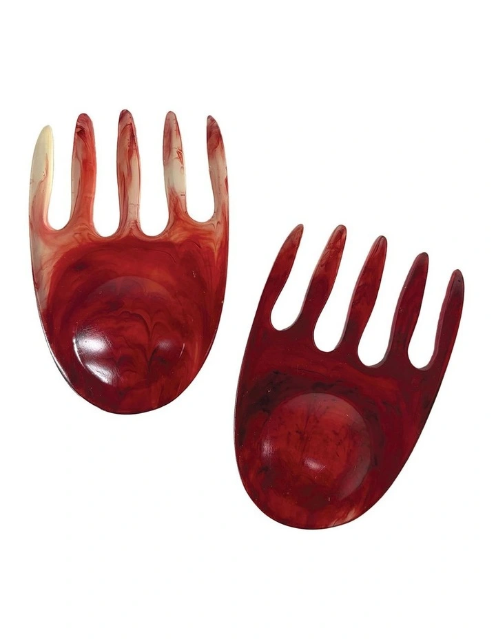 Urban Attitude SHELLY Salad Hands Servers 14 x 9.3cm - Berry Red image 1