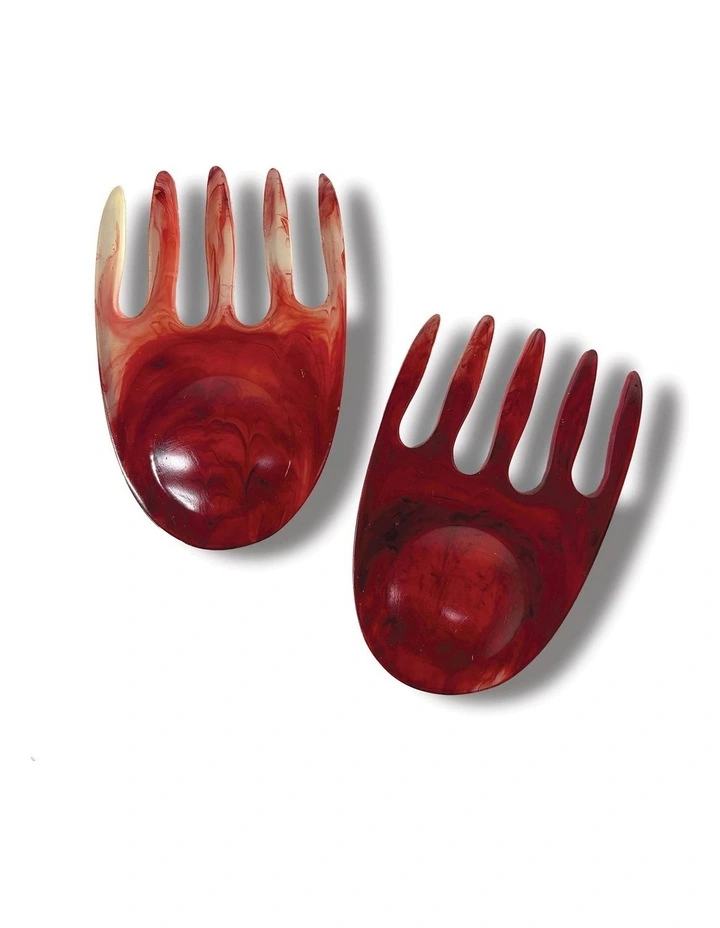 Urban Attitude SHELLY Salad Hands Servers 14 x 9.3cm - Berry Red image 2