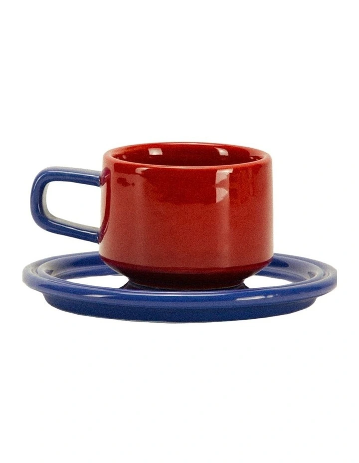 Spill the Tea Cup and Saucer in Red and Blue image 1