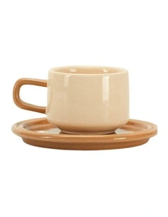 Spill the Tea Cup and Saucer in Coffee and Cream