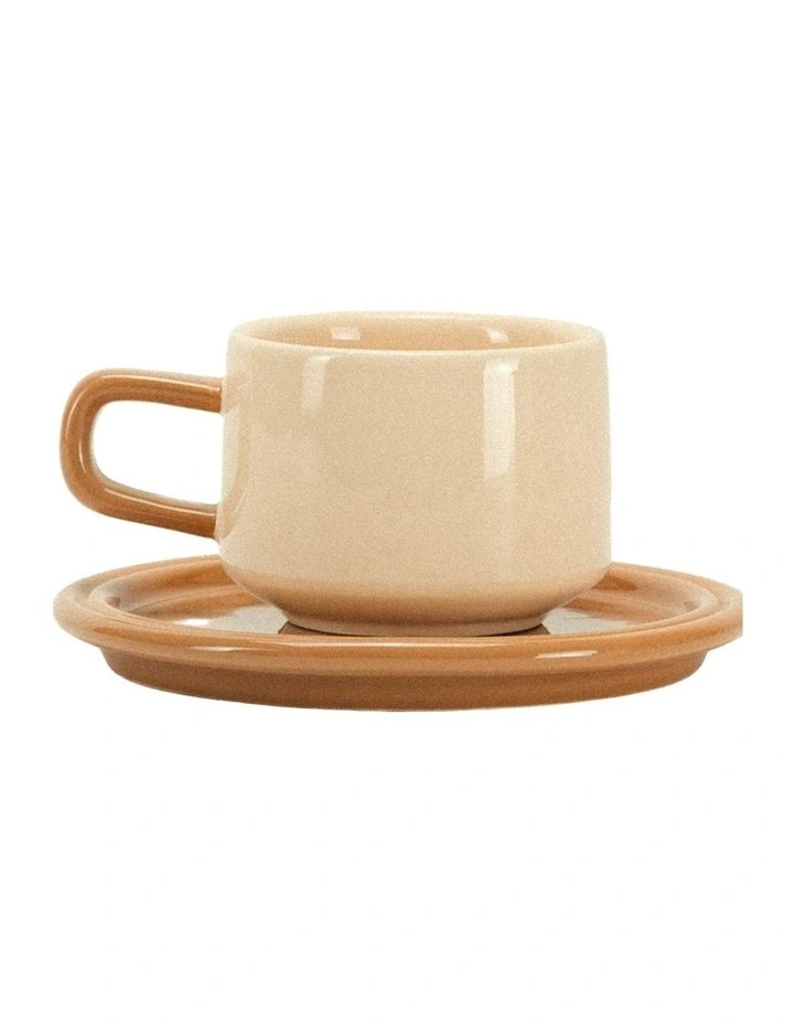 Spill the Tea Cup and Saucer in Coffee and Cream image 1