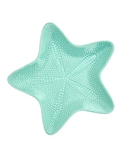 Annabel Trends Ceramic Starfish Dish Large Aqua Coastal Decor Plate 22cm