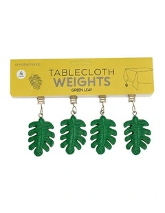 4pc Annabel Trends Tablecloth Weights Clip On Tableware Leaf Green