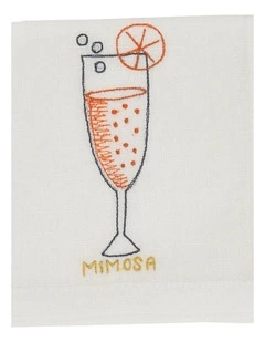 Annabel Trends Linen Cotton Cocktail Napkin Mimosa Print 25cm