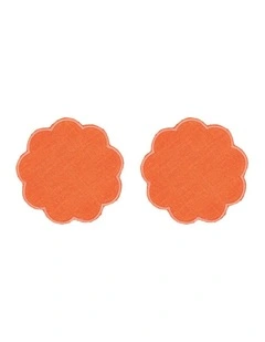 2pc Annabel Trends Scallop Edge Stonewashed Coaster Set Coral 10cm