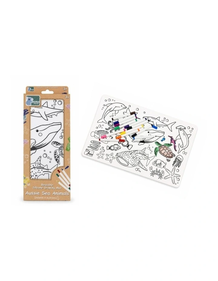Koala Dream Reusable Silicone Drawing Mat Sea Animals With Markers Kids 3y image 2