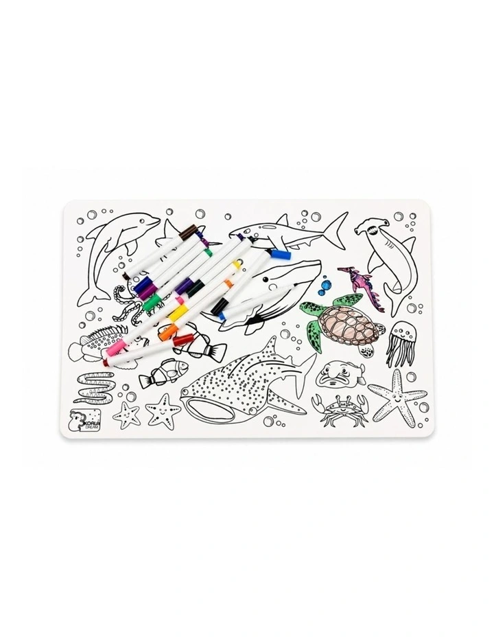 Koala Dream Reusable Silicone Drawing Mat Sea Animals With Markers Kids 3y image 3