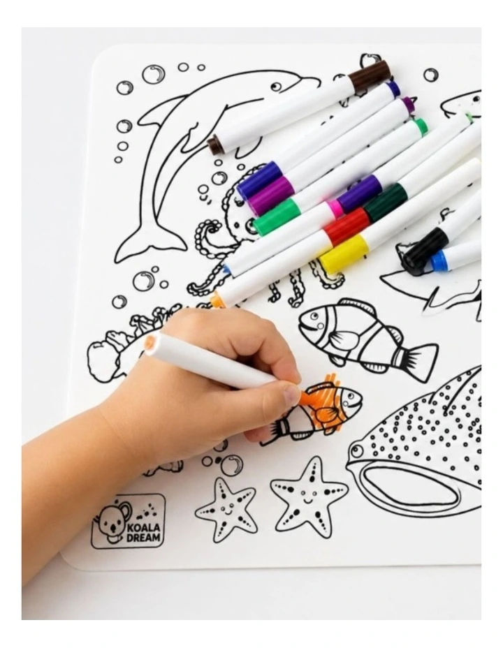 Koala Dream Reusable Silicone Drawing Mat Sea Animals With Markers Kids 3y image 5