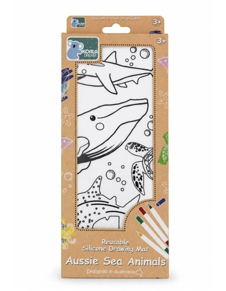 Koala Dream Reusable Silicone Drawing Mat Sea Animals With Markers Kids 3y image 6