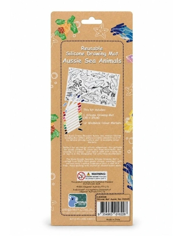 Koala Dream Reusable Silicone Drawing Mat Sea Animals With Markers Kids 3y image 7