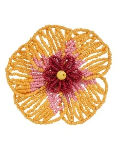 Annabel Trends Beaded Napkin Ring Flower Table Organiser Yellow 8.5cm