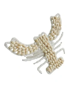 Annabel Trends Napkin Ring Seaside Lobster White Handmade Wooden Beads 12x8cm