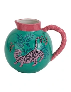 Annabel Trends Ceramic Jug Water Pitcher Cheetah With Handle 18.5x16cm