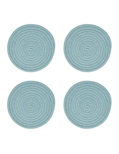 4PK Annabel Trends Rope Trivet Round Heat Resistant Small Sage