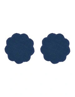 2pc Annabel Trends Scallop Edge Stonewashed Coaster Set Navy 10cm