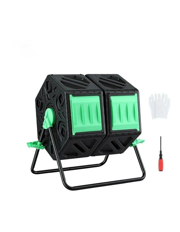 Dual-Chamber Compost Bin 130L in Black image 3