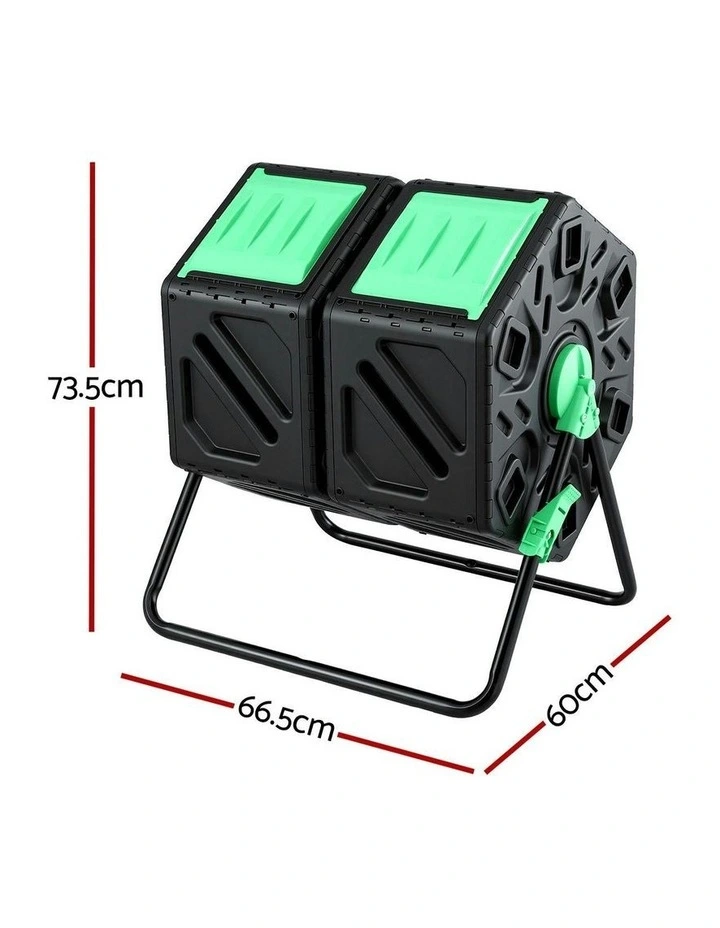 Dual-Chamber Compost Bin 130L in Black image 4