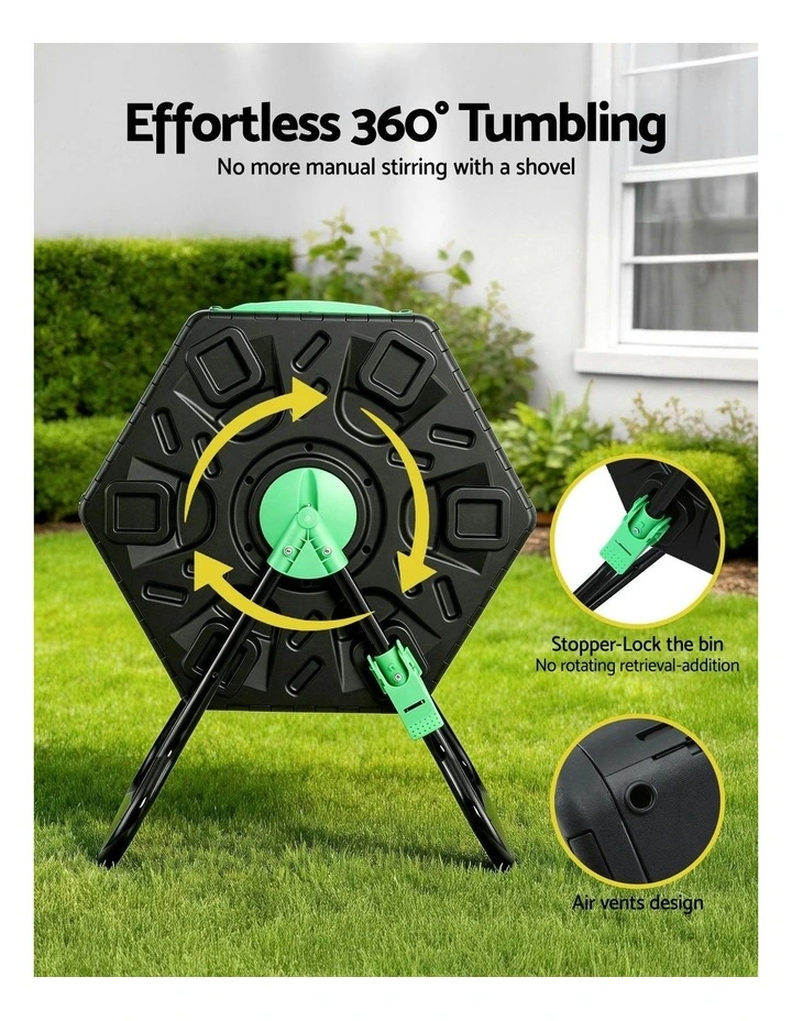 Dual-Chamber Compost Bin 130L in Black image 5