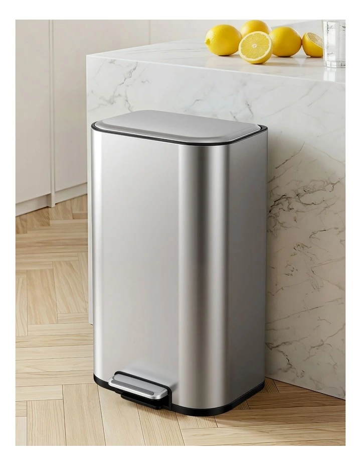 Cefito 40L Steel Pedal Bin Soft Close Lid Grey image 3