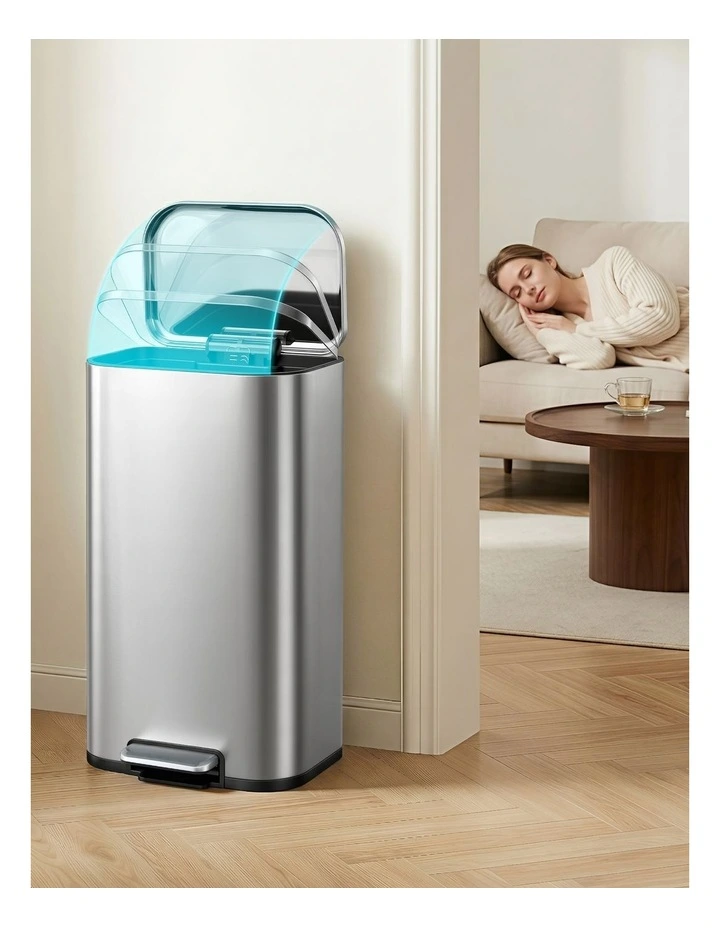 Cefito 40L Steel Pedal Bin Soft Close Lid Grey image 5