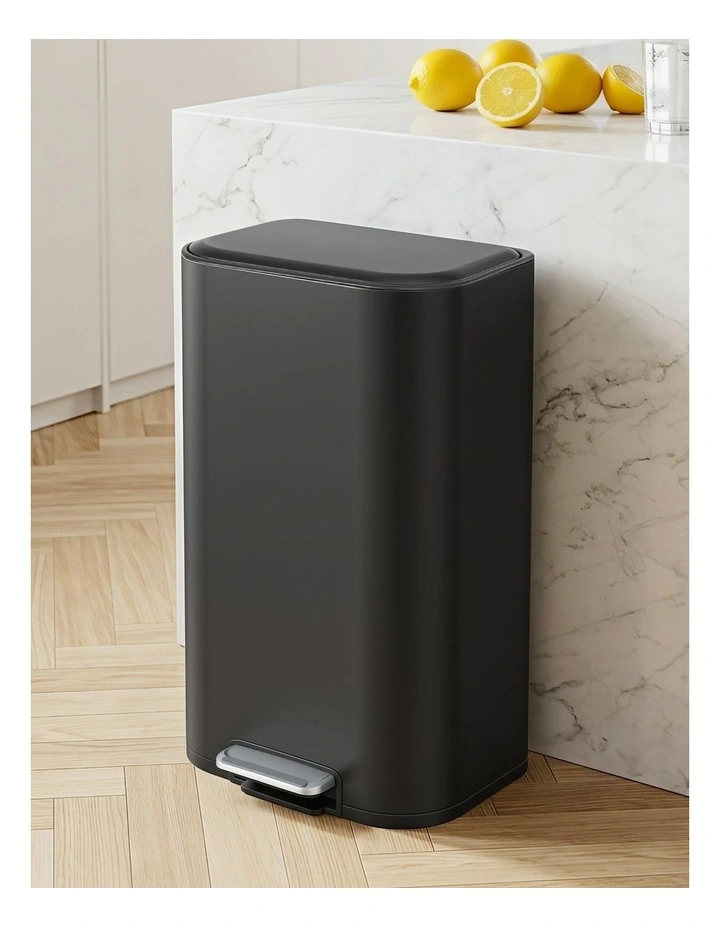 Cefito 40L Steel Pedal Bin Soft Close Lid Black image 3