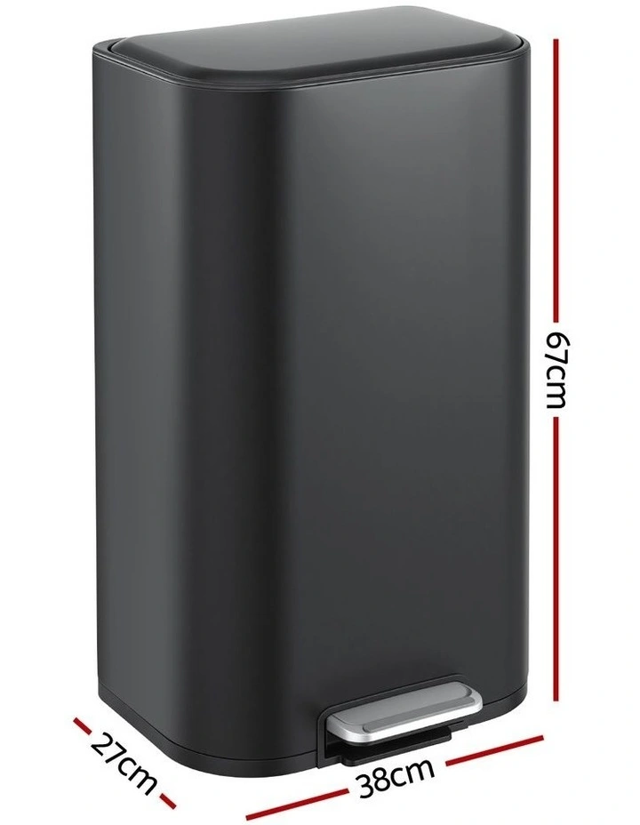 Cefito 40L Steel Pedal Bin Soft Close Lid Black image 4