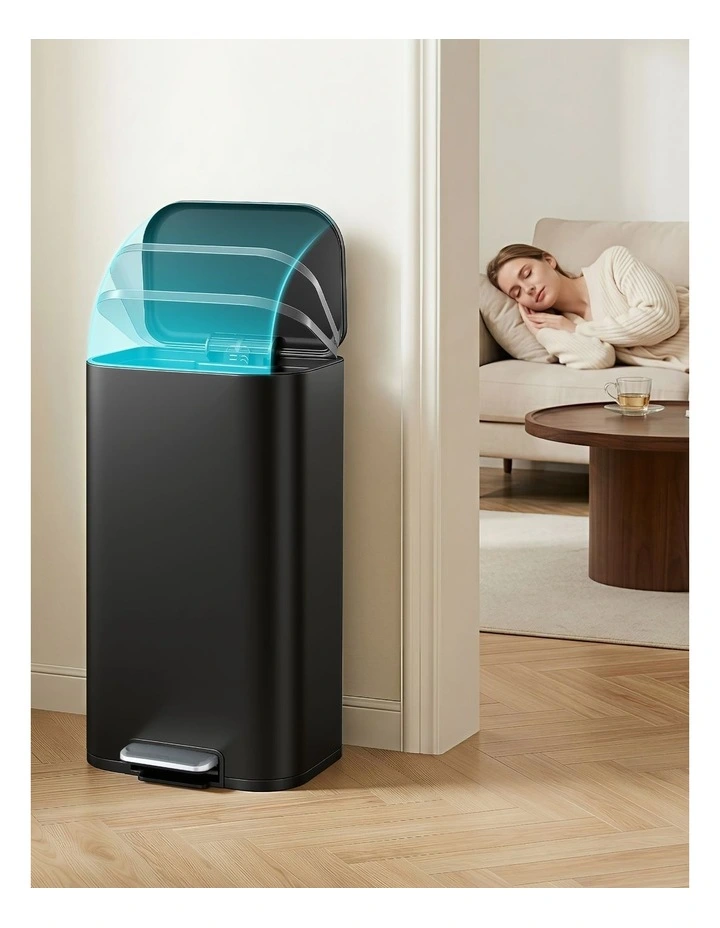 Cefito 40L Steel Pedal Bin Soft Close Lid Black image 5
