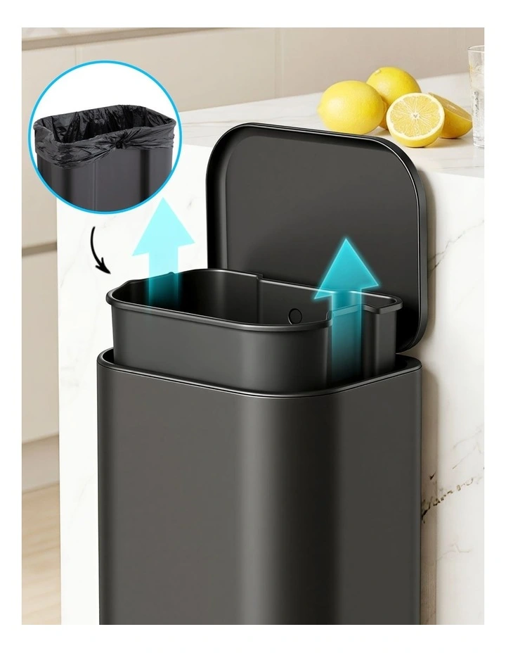 Cefito 40L Steel Pedal Bin Soft Close Lid Black image 6