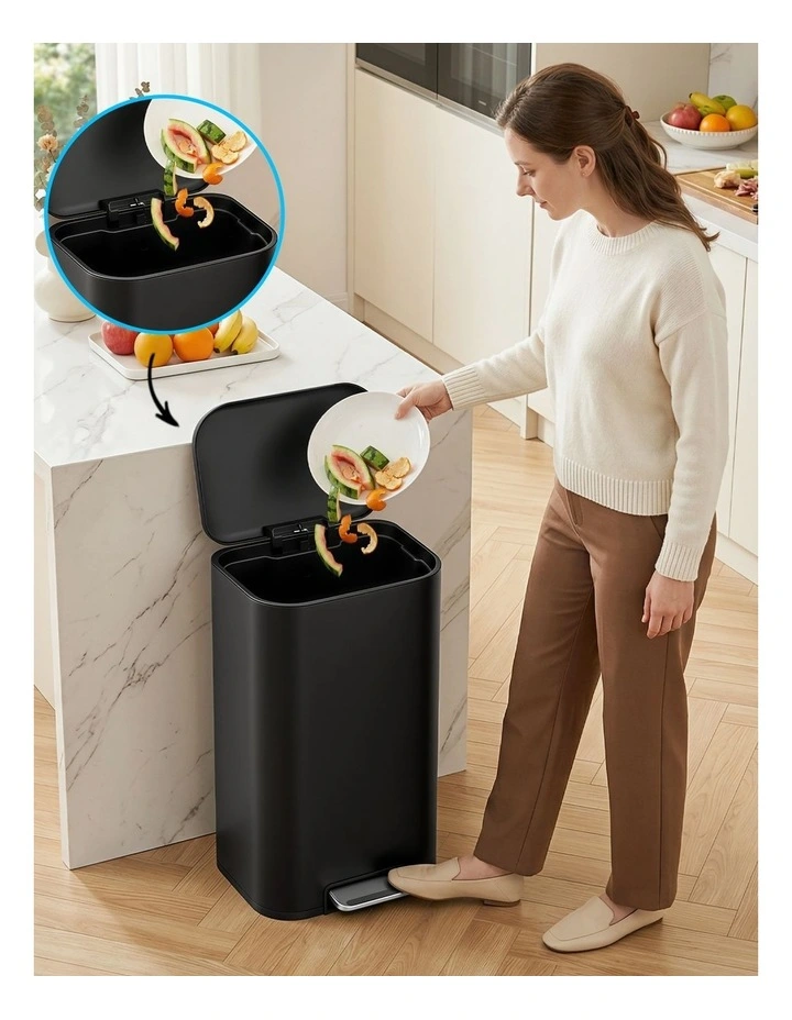 Cefito 40L Steel Pedal Bin Soft Close Lid Black image 7