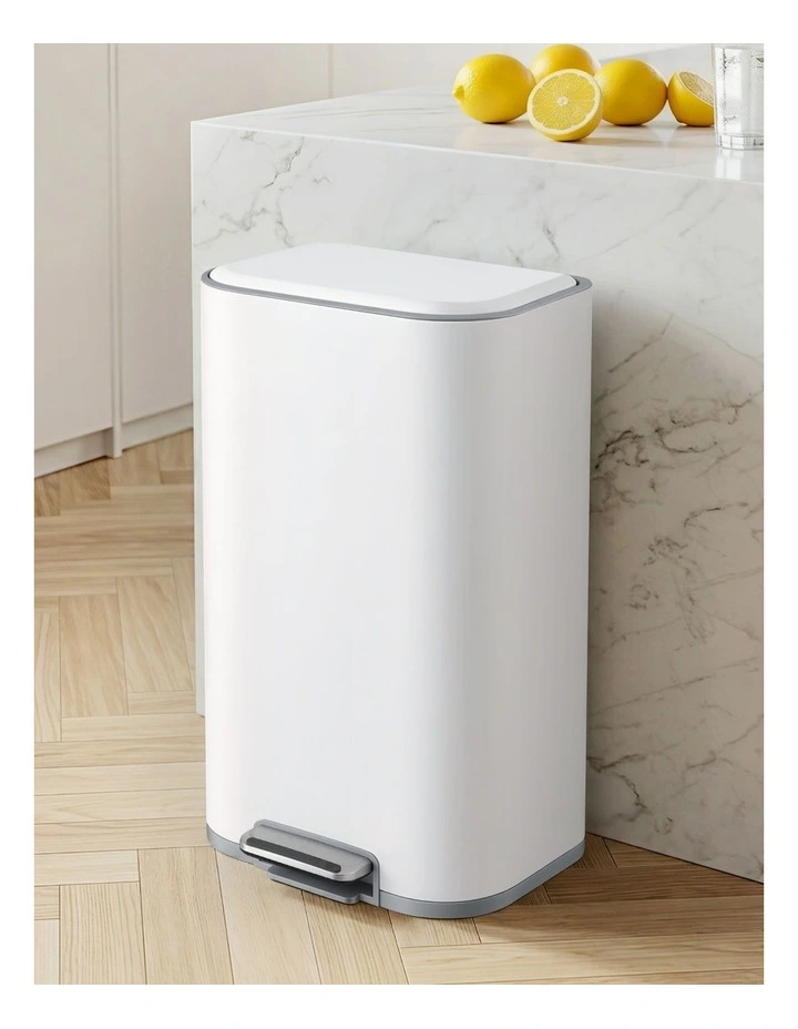 Cefito 40L Steel Pedal Bin Soft Close Lid White image 3