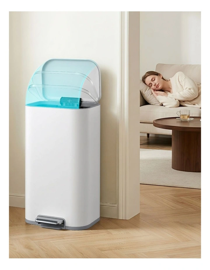 Cefito 40L Steel Pedal Bin Soft Close Lid White image 5
