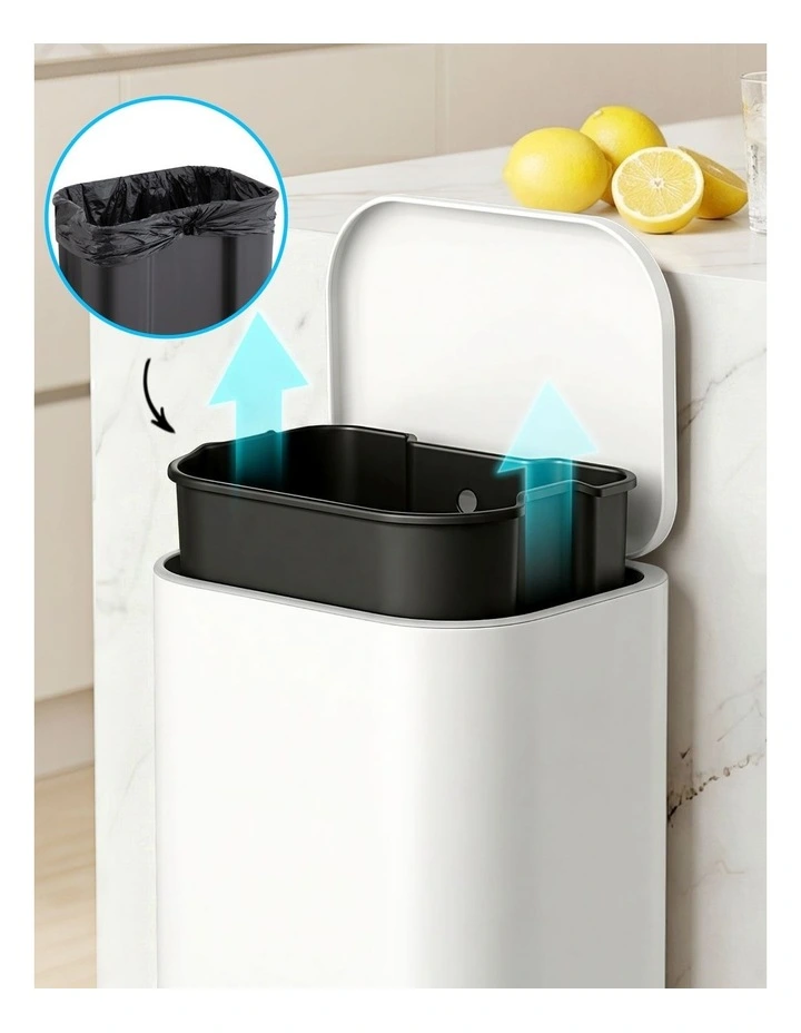 Cefito 40L Steel Pedal Bin Soft Close Lid White image 6