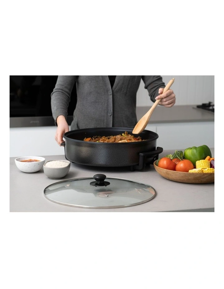 Non-Stick Electric Fry Pan 240C Max 38cm Diameter in Dark Grey image 2