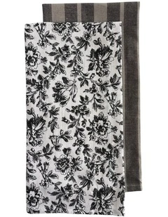 Floral Sonata Tea Towel 2 Pack in Charcoal