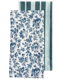 Floral Sonata Tea Towel 2 Pack in Blue