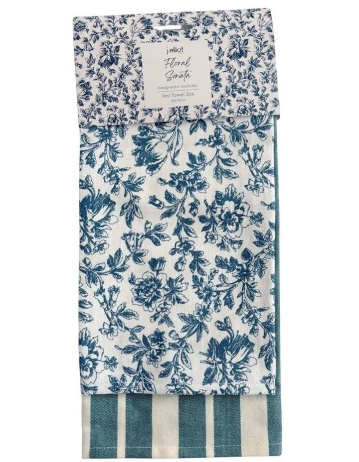Floral Sonata Tea Towel 2 Pack in Blue image 6