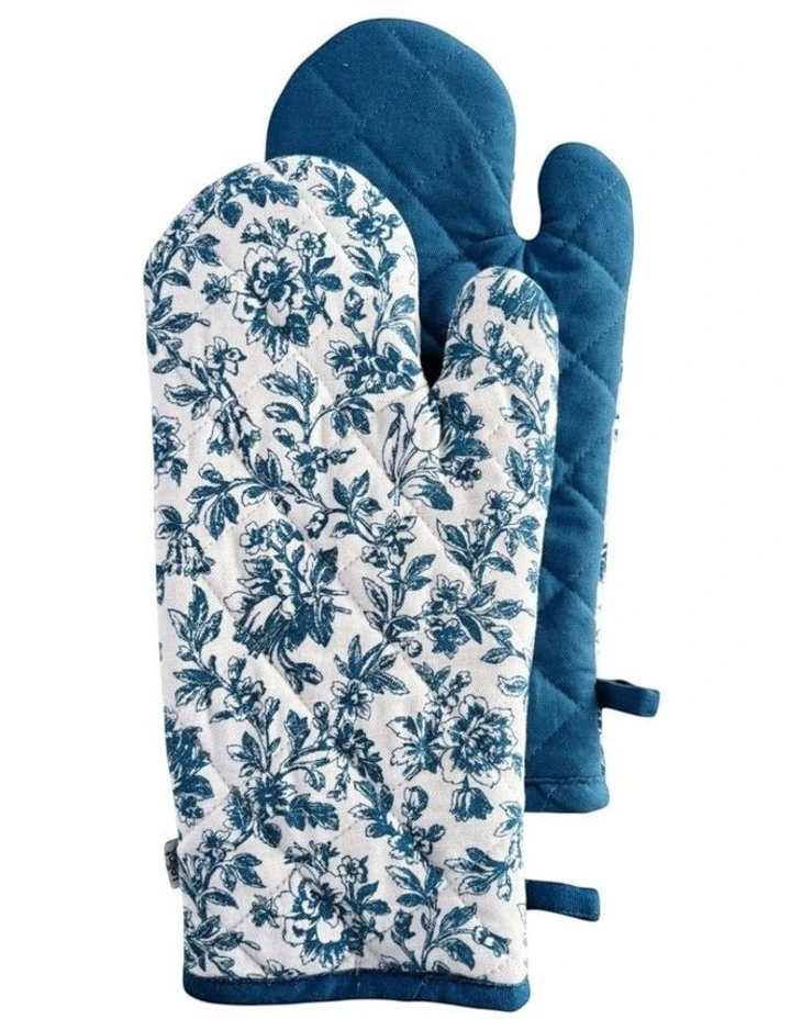 Floral Sonata Oven Mitt 2 Pack in Blue image 1