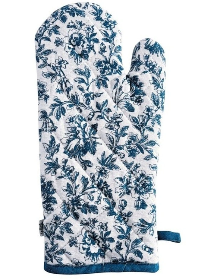 Floral Sonata Oven Mitt 2 Pack in Blue image 2