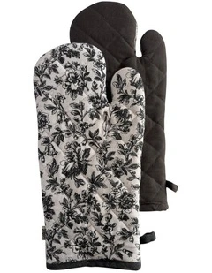 Floral Sonata Oven Mitt 2 Pack in Charcoal
