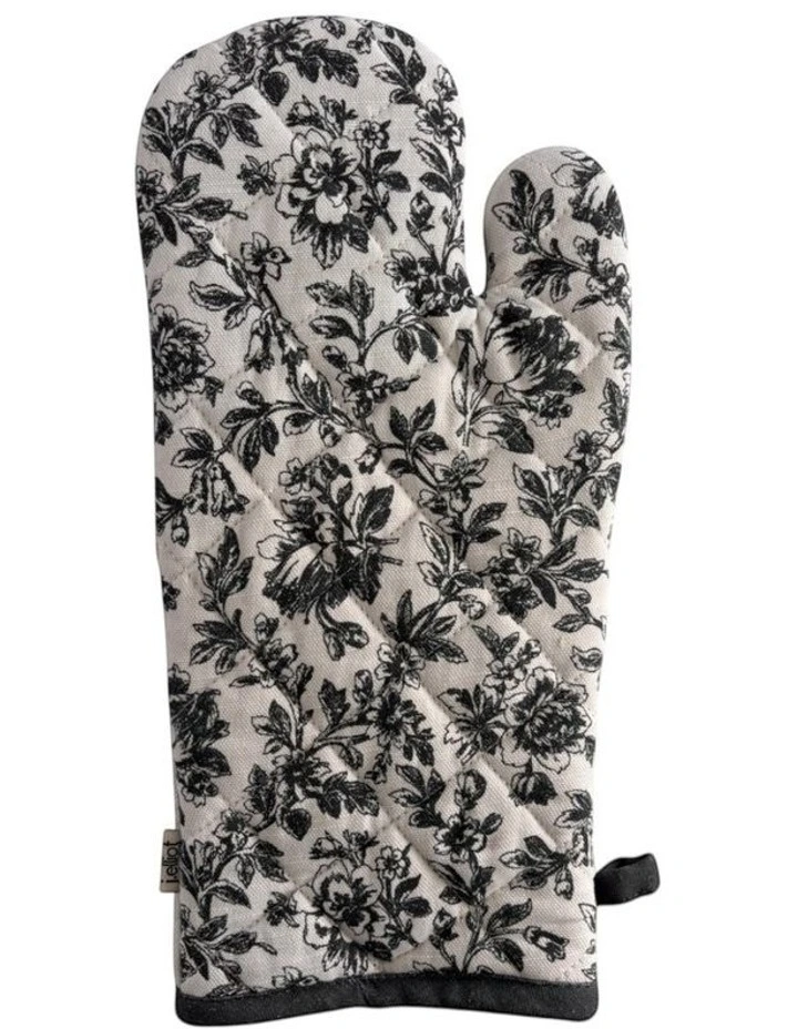 Floral Sonata Oven Mitt 2 Pack in Charcoal image 2