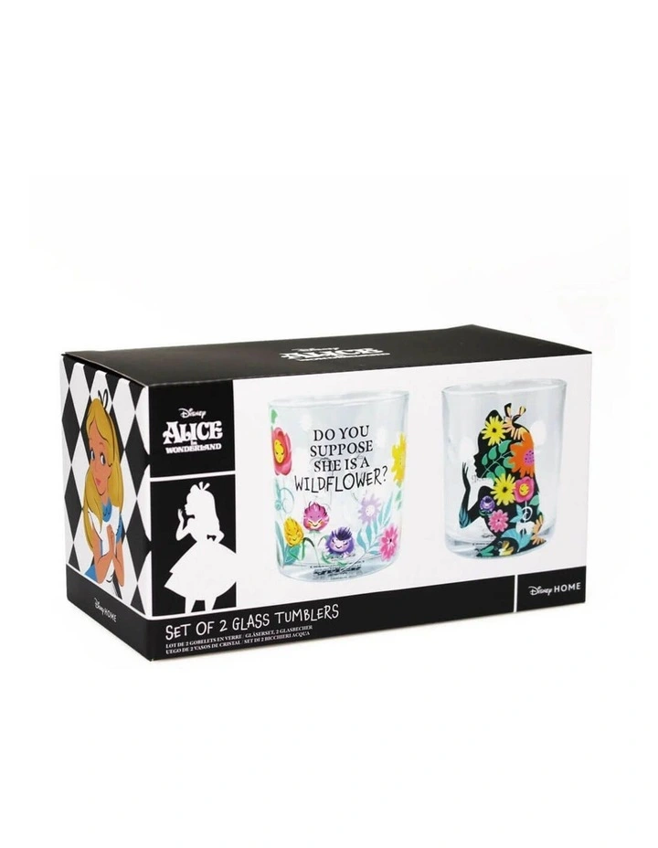 Alice In Wonderland Glass Tumbler Gift Set 9cm in Multicolour image 3