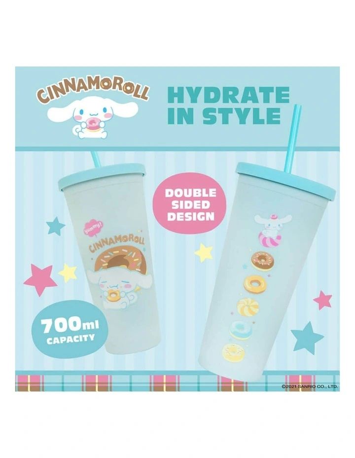 Friends Cinnamoroll Cup With Straw 600ml in Blue image 4