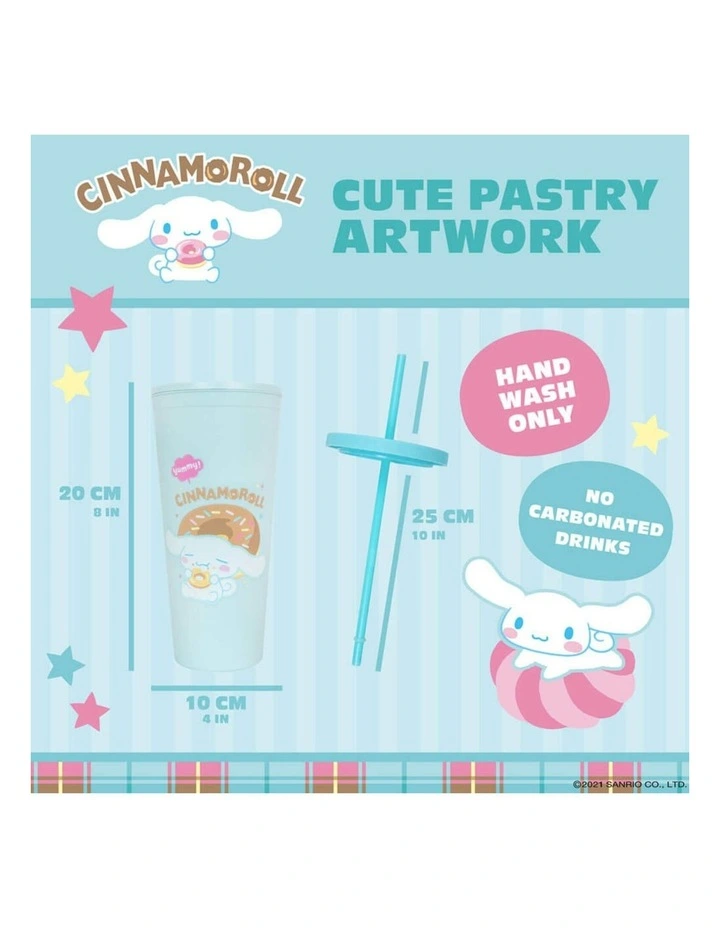Friends Cinnamoroll Cup With Straw 600ml in Blue image 5