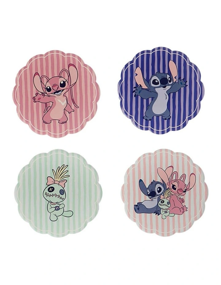Stitch & Angel Ceramic Coasters Gift Set Of 4 in Multi image 1
