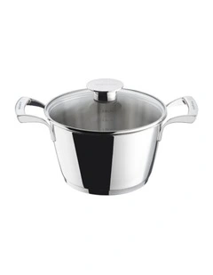 Stainless Steel Casserole With Glass Lid 20cm in Silver