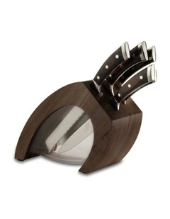 Virgola Knife Block With 5 Pakka Knives in Tobacco